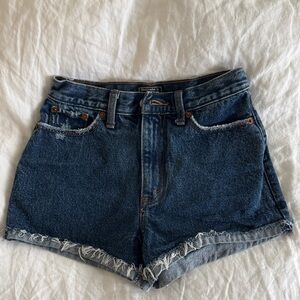 Abercrombie & Fitch Dark Blue Distressed High-Rise Denim Shorts